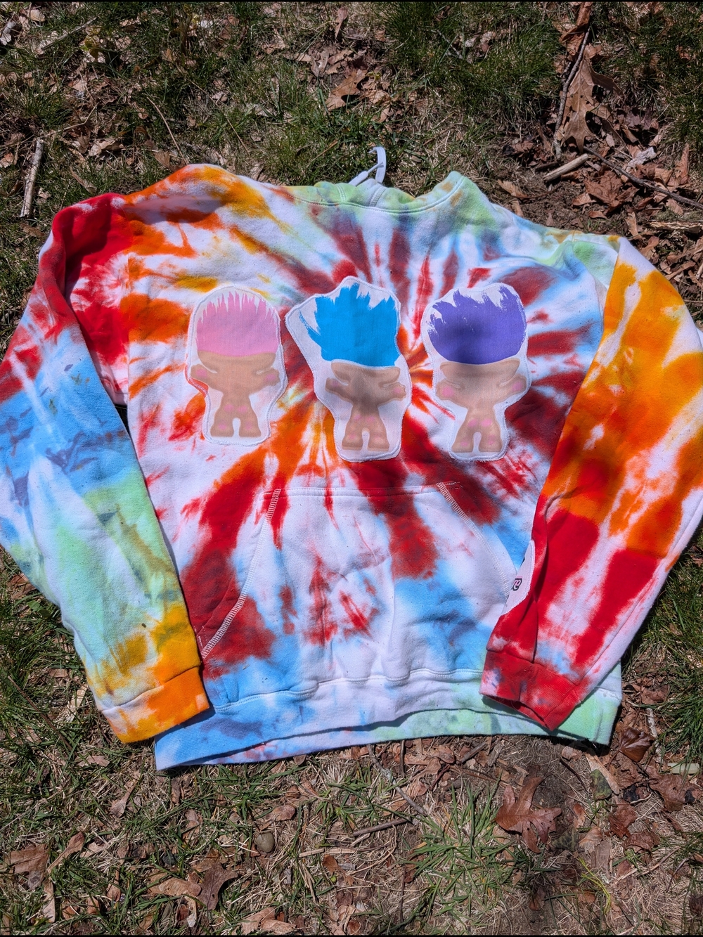 Tie-Dye Troll Graphic Hoodie Sweatshirt - Multi